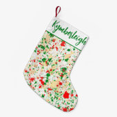 Artistieke Abstracte Waterverf Verf Splashes Naam Kleine Kerstsok (Voorkant (Hangend))