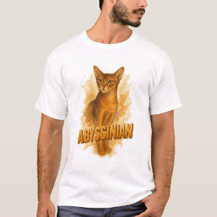 Artistieke Abyssinian Cat Illustration Waterverf T-shirt