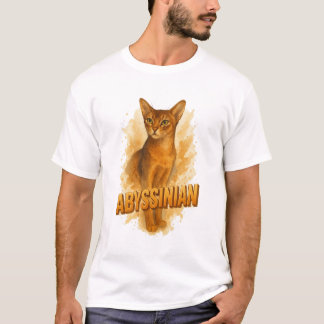 Artistieke Abyssinian Cat Illustration Waterverf T-shirt
