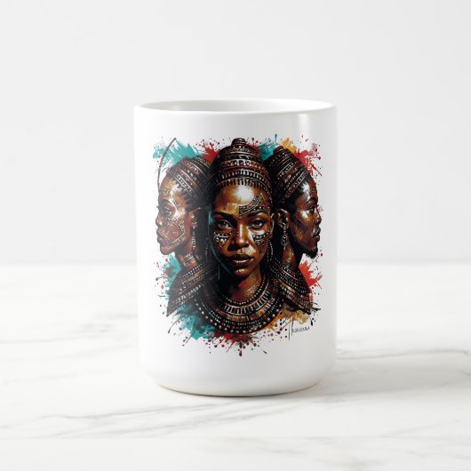 Artistieke afbeelding van drie vrouwen met een tri koffiemok (Center)