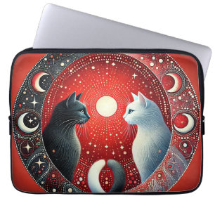 Artistieke afbeelding van Yin en Yang katten Laptop Sleeve