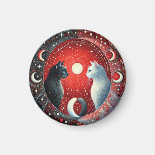 Artistieke afbeelding van Yin en Yang katten Magneet