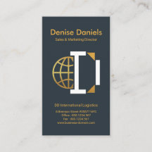 Artistieke alfabet-D Gold Wereldbol Blue Elegance