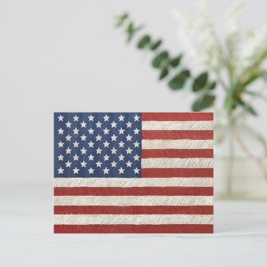 Artistieke Amerikaanse vlag - Hand Sketting Art Briefkaart (Staand voorkant)