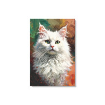 Artistieke Angora Cat Portret Levendige Olieverf