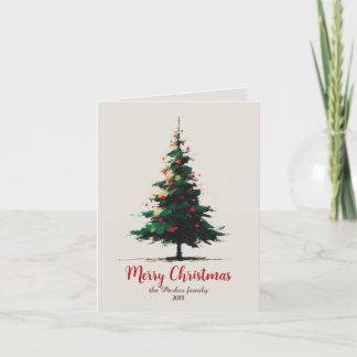 Artistieke Aquarel Abstracte Kerstboom Feestdagen Kaart