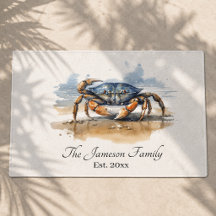 Artistieke Aquarel Blauwe Krab Kust Oceaan