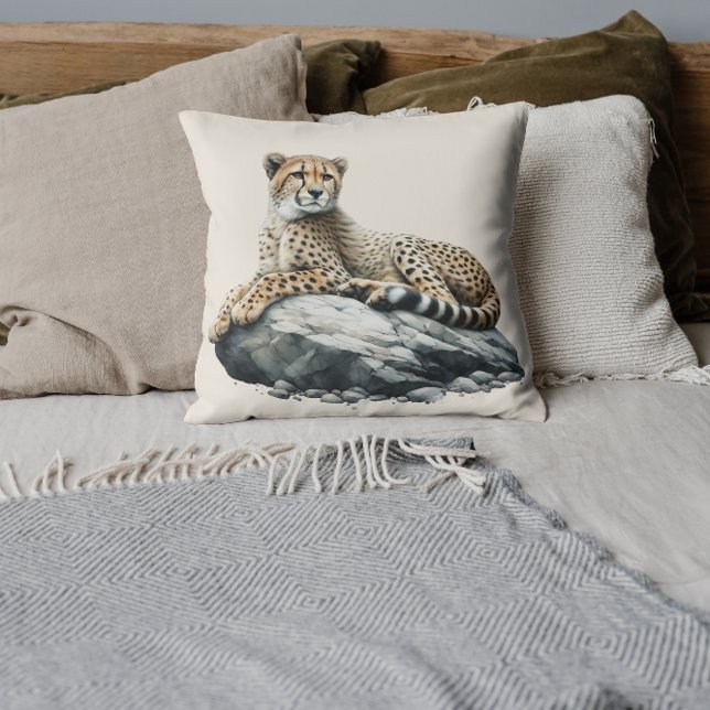 Artistieke Aquarel Jachtluipaard  Kussen (Creator heeft geüpload)