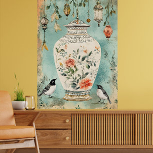 Artistieke aquarel van een antieke decoratieve vaa poster