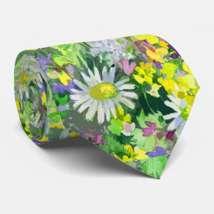 Artistieke Aquarel wilde bloemen stropdas