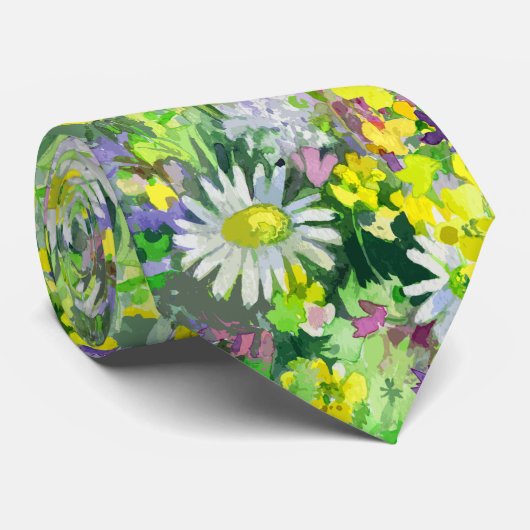Artistieke Aquarel wilde bloemen stropdas (Opgerold)