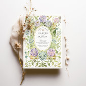 Artistieke Art Nouveau Dahlia Glas in lood bruilof Kaart