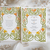 Artistieke Art Nouveau Oranje Lily Wedding Kaart