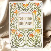Artistieke Art Nouveau Oranje Lily Wedding Kaart