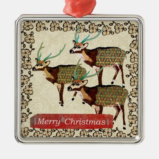 Artistieke Axis Deer Merry kerstversiering Metalen Ornament (Voorkant)