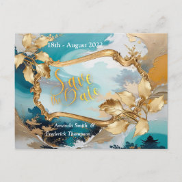 Artistieke Aziatische Oosterse Golven & Sceneries Aankondigingskaart