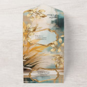 Artistieke Aziatische Oosterse Golven & Sceneries All In One Uitnodiging (Buitenkant)