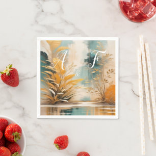 Artistieke Aziatische Oosterse Golven & Sceneries Servet