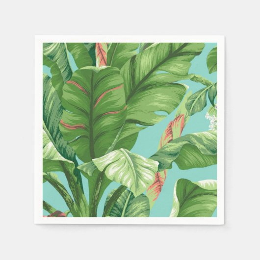 Artistieke Banana Leaf & Flower waterverf schilder Servetten (Voorkant)