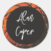 Artistieke Basketbal Sport Aangepaste Naam Kindere Ronde Sticker (Voorkant)