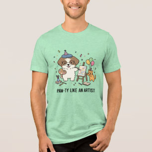 Artistieke Beagle en Kittens Craftsy Viering T-shi Tri-Blend Shirt