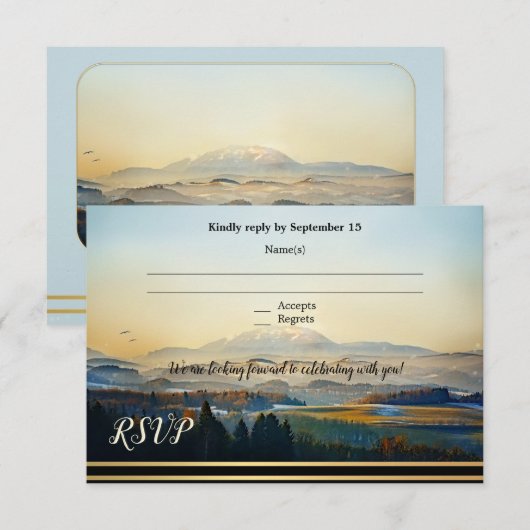 Artistieke Berg Landscape Weddenschap RSVP-kaart Kaart (Voorkant / Achterkant)