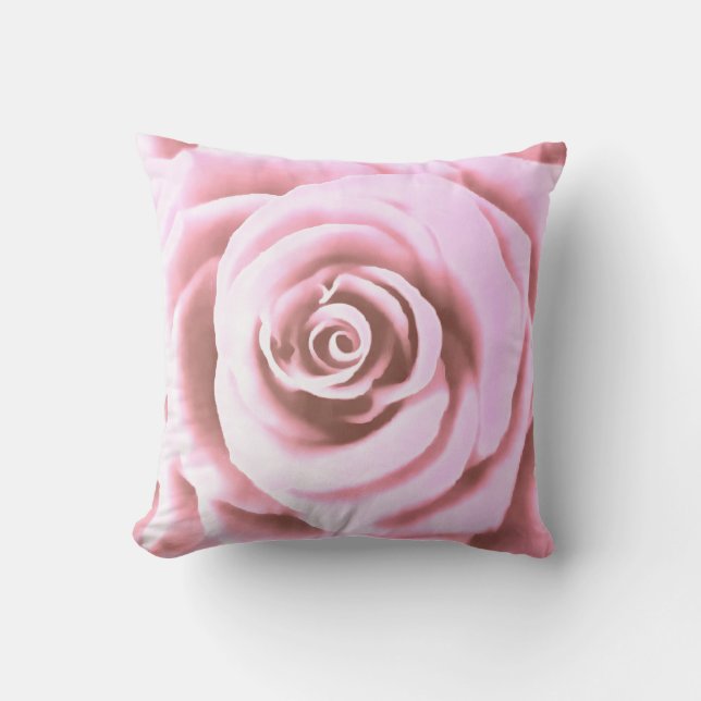 Artistieke Big Bleek Roze Rose Kussen (Voorkant)