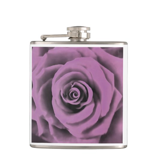 Artistieke Big Dark Lavender Roos Heupfles (Voorkant)