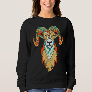 Artistieke Big Horn Sheep Ram Head 80s Vibe Sketch Trui