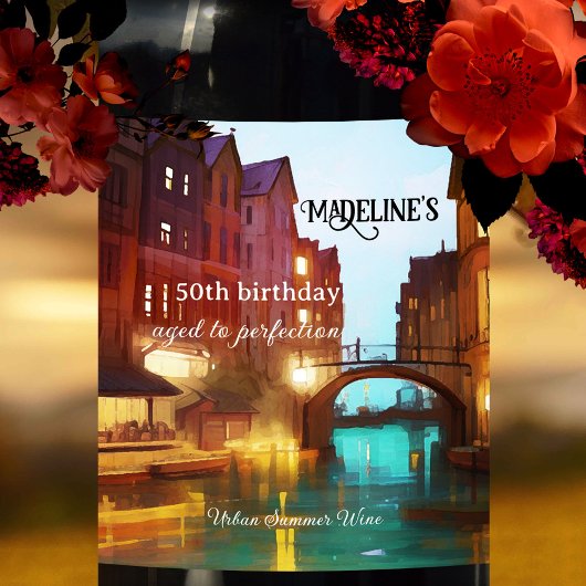 Artistieke Birthday Urban Wijn Etiket