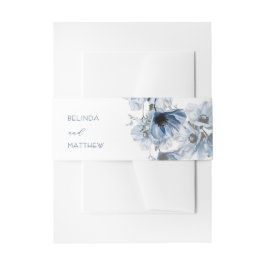 Artistieke Blauwe Bloemen | Bruiloft Uitnodigingen Wikkel