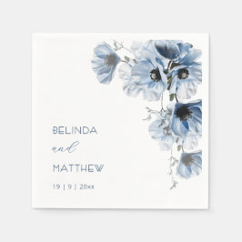 Artistieke Blauwe Bloemen | Trouwen Servet