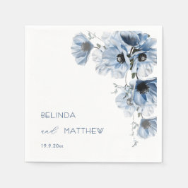 Artistieke Blauwe Bloemen | Trouwen Servet