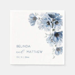 Artistieke Blauwe Bloemen | Trouwen Servet