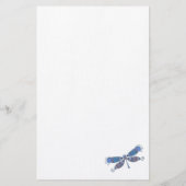 Artistieke blauwe dragonfly Linen Stationery Briefpapier (Achterkant)