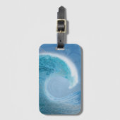 Artistieke blauwe golf bagagelabel (Voorkant (verticaal))