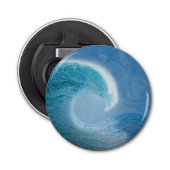 Artistieke blauwe golf button flesopener (Voorkant)