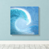 Artistieke blauwe golf canvas afdruk (Insitu (Houten vloer))