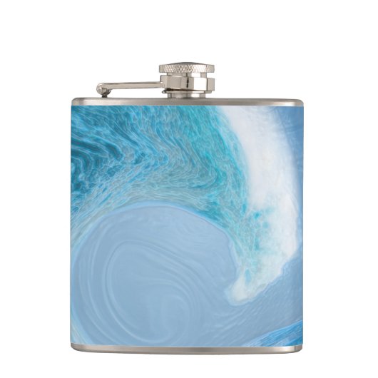 Artistieke blauwe golf heupfles (Voorkant)