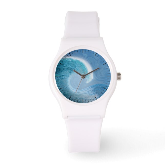 Artistieke blauwe golf horloge (Voorkant)