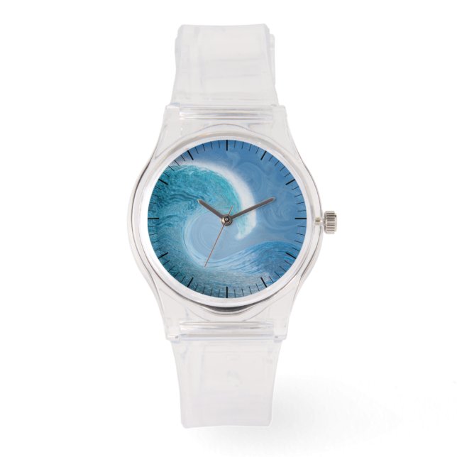 Artistieke blauwe golf horloge (Voorkant)