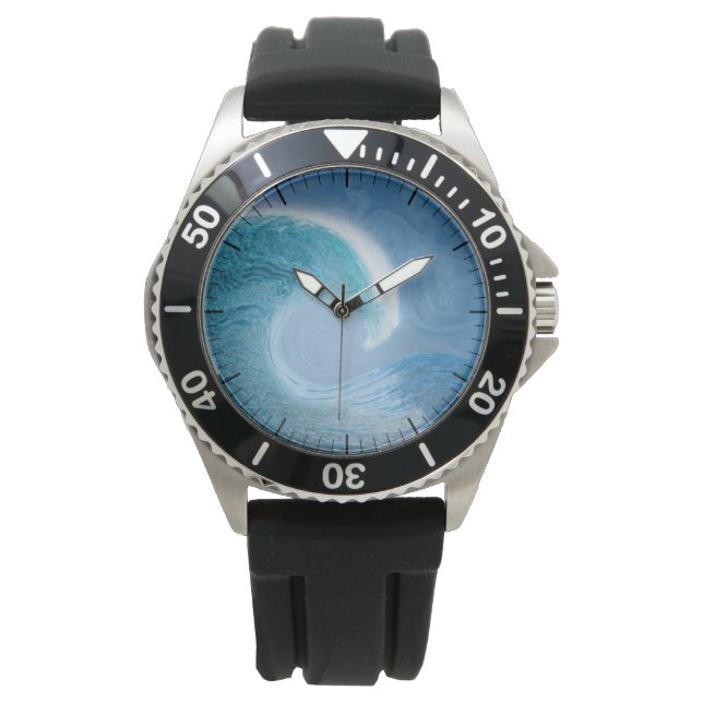 Artistieke blauwe golf horloge (Voorkant)