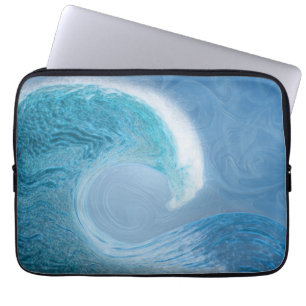 Artistieke blauwe golf laptop sleeve