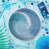 Artistieke blauwe golf papieren bordje (Feest)