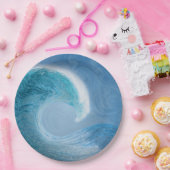 Artistieke blauwe golf papieren bordje (Feest)