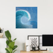 Artistieke blauwe golf poster (Thuiskantoor)