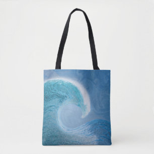 Artistieke blauwe golf tote bag