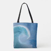 Artistieke blauwe golf tote bag (Achterkant)