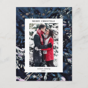 artistieke blauwe kerstboom moderne fotovakantie briefkaart