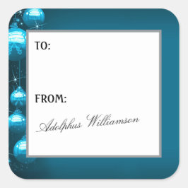 Artistieke Blauwe Sneeuwvlokken Kerstcadeau Label